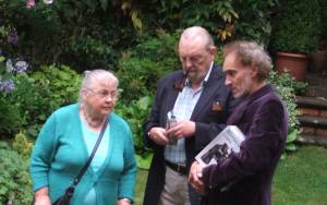Doug and Julia Daniels with Terry pearce in the garden