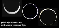 [The Eclipse from Cangas
Spain. Images by Terry Pearce (425k)]